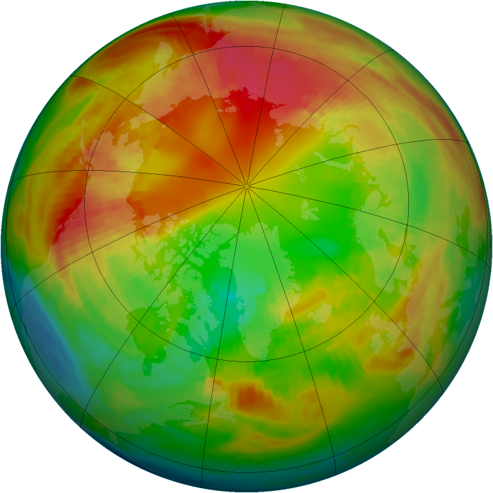 Arctic ozone map for 18 February 1986
